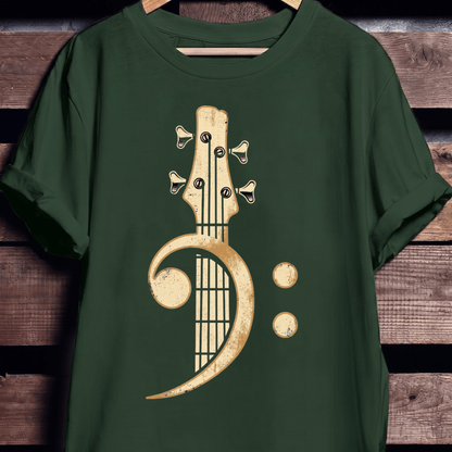 Retro Bass Clef Guitar Tee - The Music Frontiers