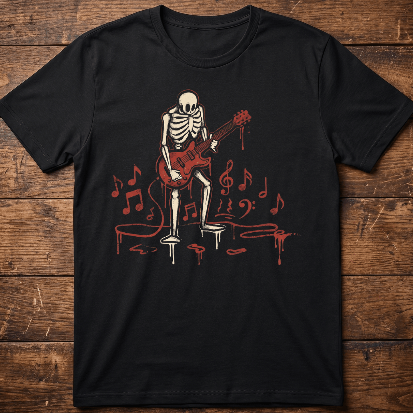 Retro Dripping Skeleton Guitarist Tee - The Music Frontiers