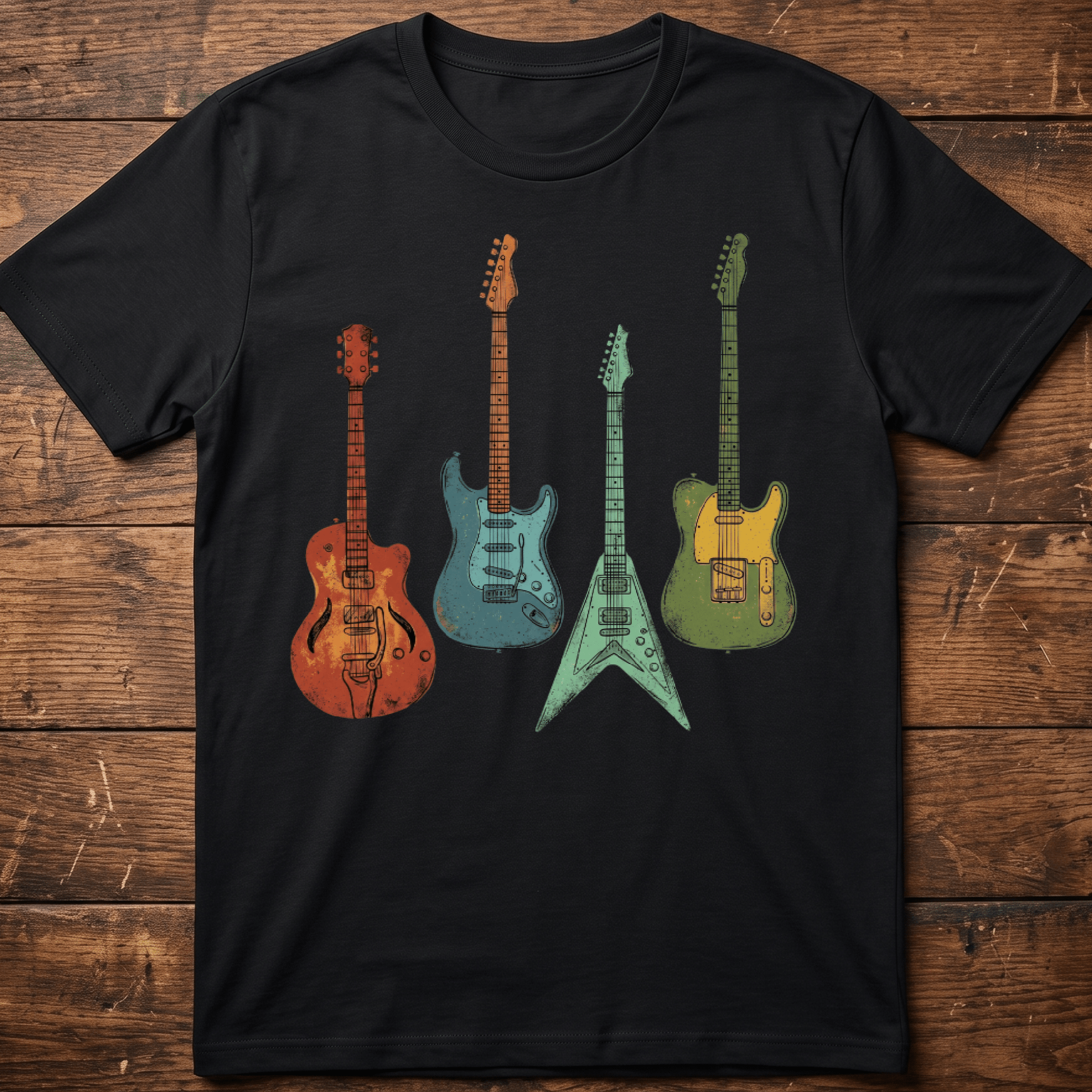 Retro Electric Guitar Collection Tee - The Music Frontiers