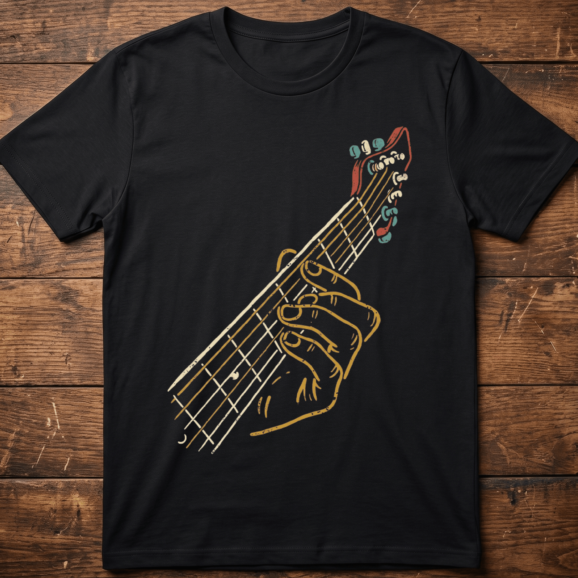 Retro Fretboard Bass Guitarist Tee - The Music Frontiers
