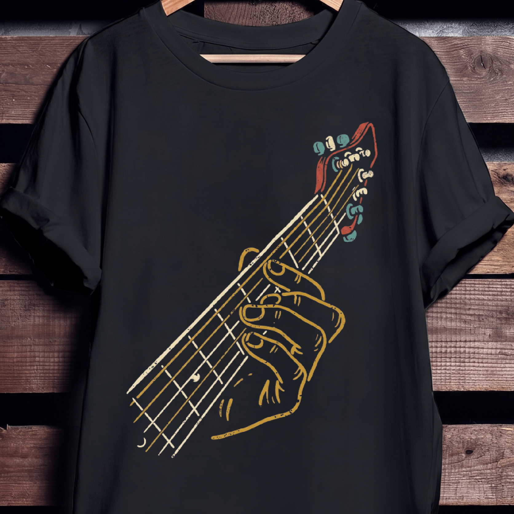 Retro Fretboard Bass Guitarist Tee - The Music Frontiers