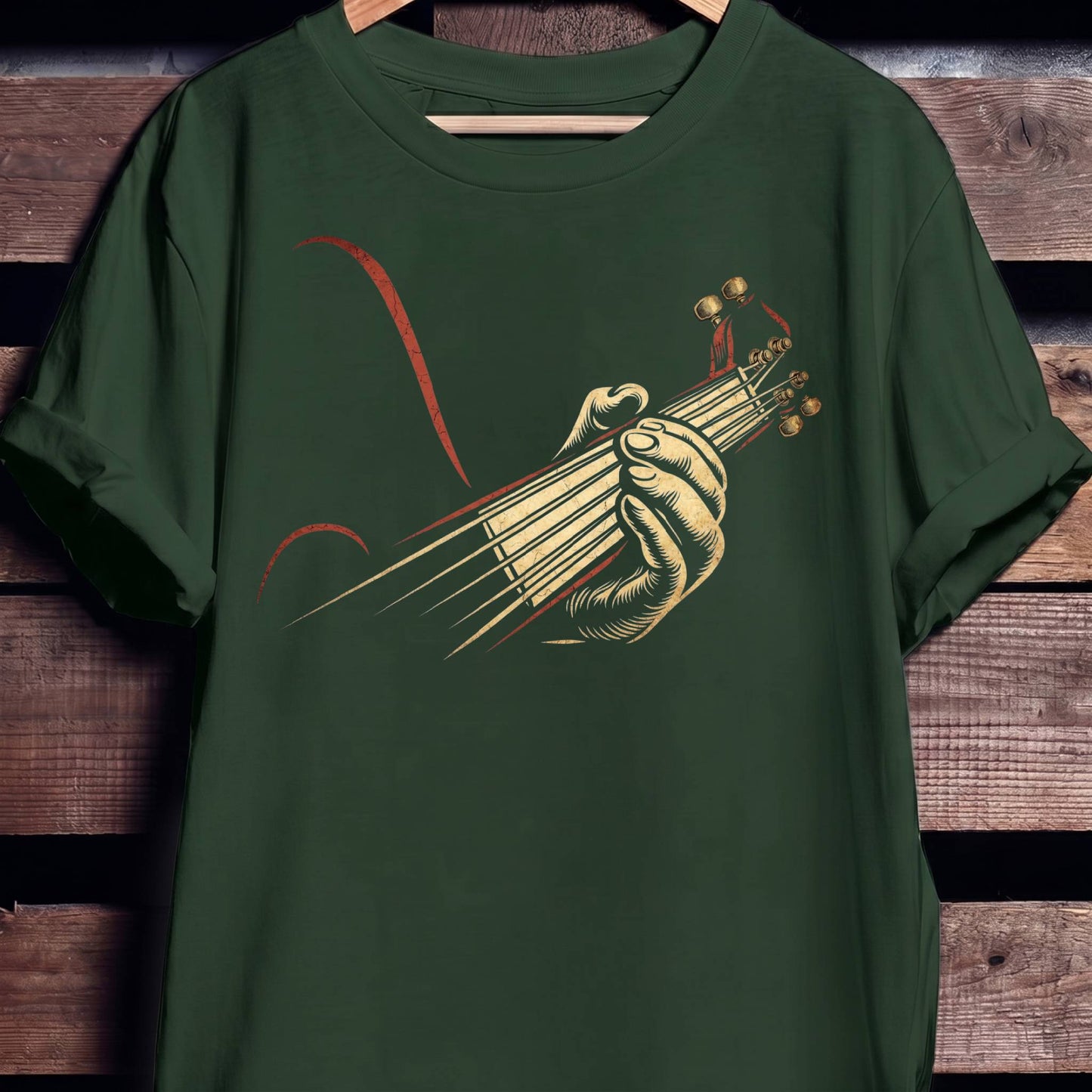 Retro Fretboard Guitarist Hand Tee - The Music Frontiers