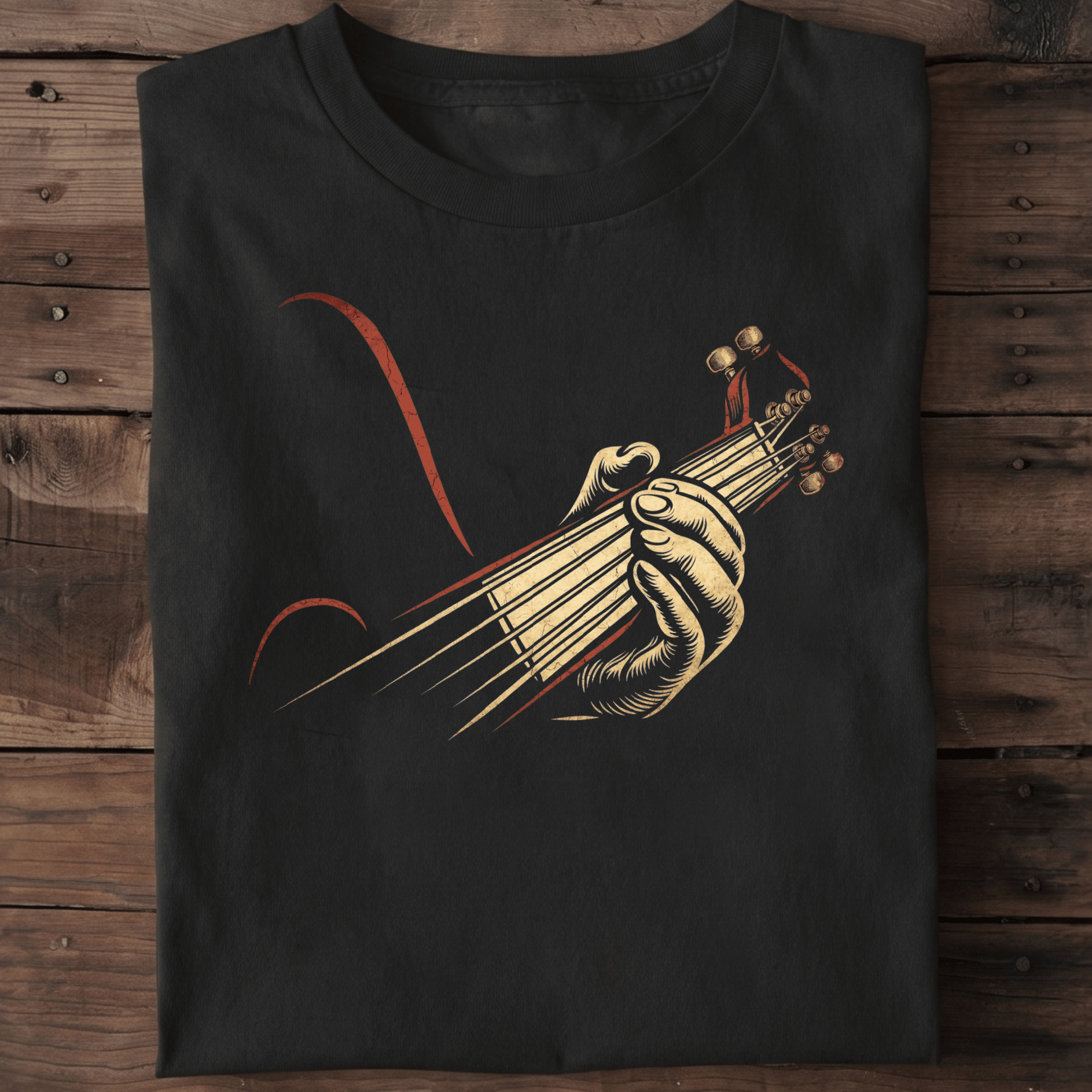 Retro Fretboard Guitarist Hand Tee - The Music Frontiers