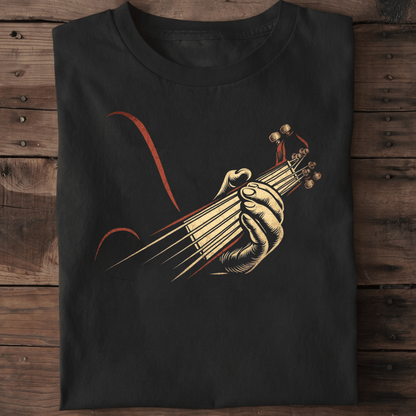 Retro Fretboard Guitarist Hand Tee - The Music Frontiers