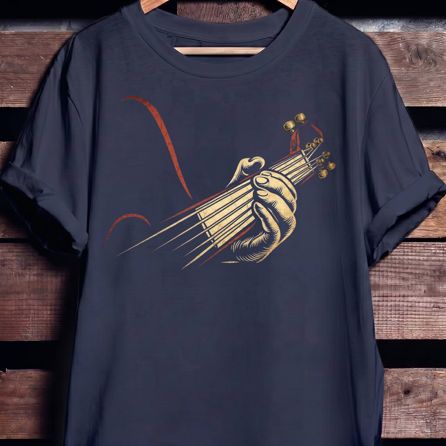 Retro Fretboard Guitarist Hand Tee - The Music Frontiers