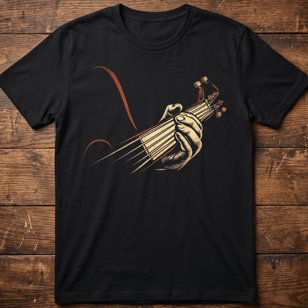 Retro Fretboard Guitarist Hand Tee - The Music Frontiers