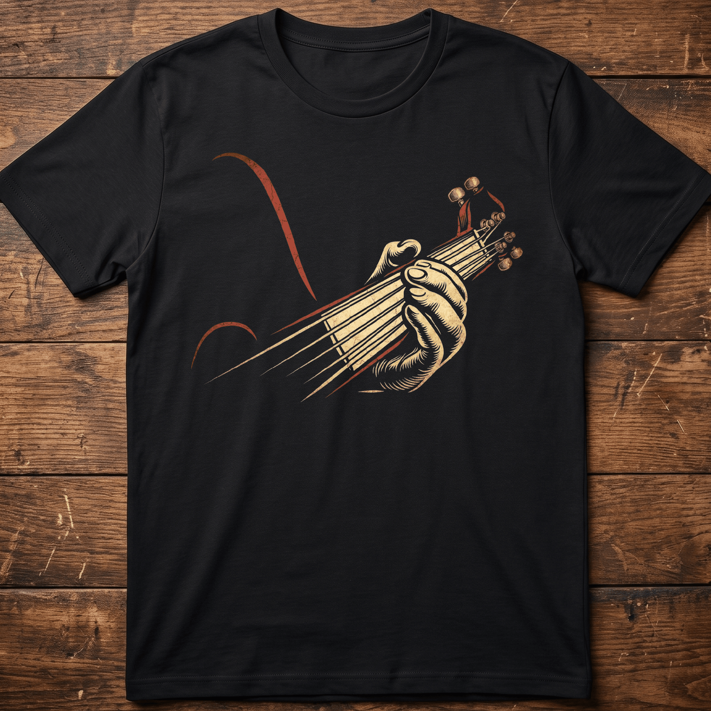 Retro Fretboard Guitarist Hand Tee - The Music Frontiers