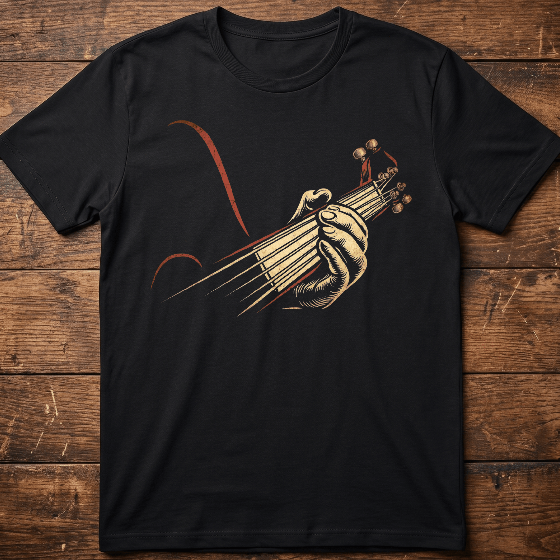Retro Fretboard Guitarist Hand Tee - The Music Frontiers