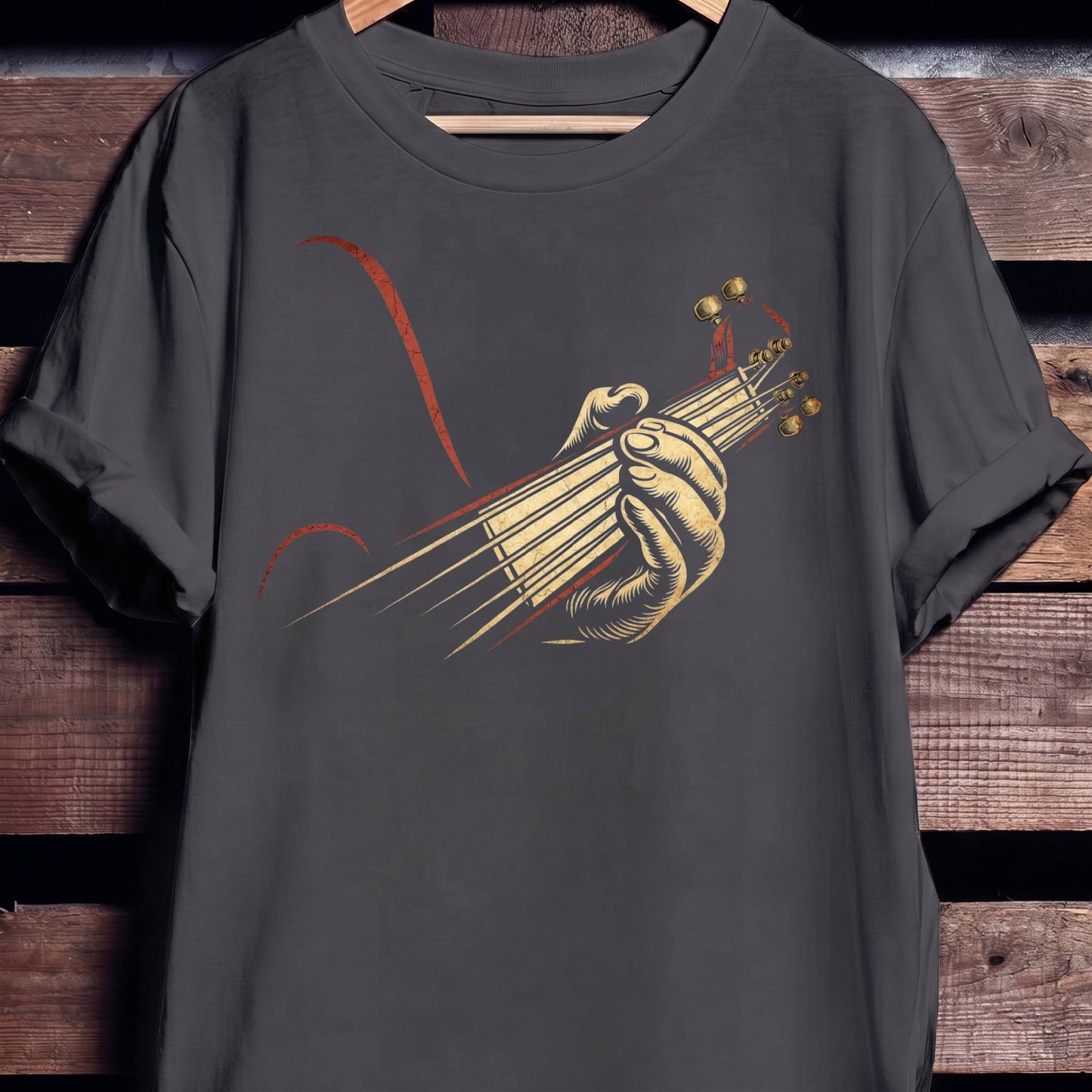 Retro Fretboard Guitarist Hand Tee - The Music Frontiers