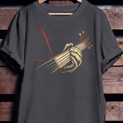 Retro Fretboard Guitarist Hand Tee - The Music Frontiers