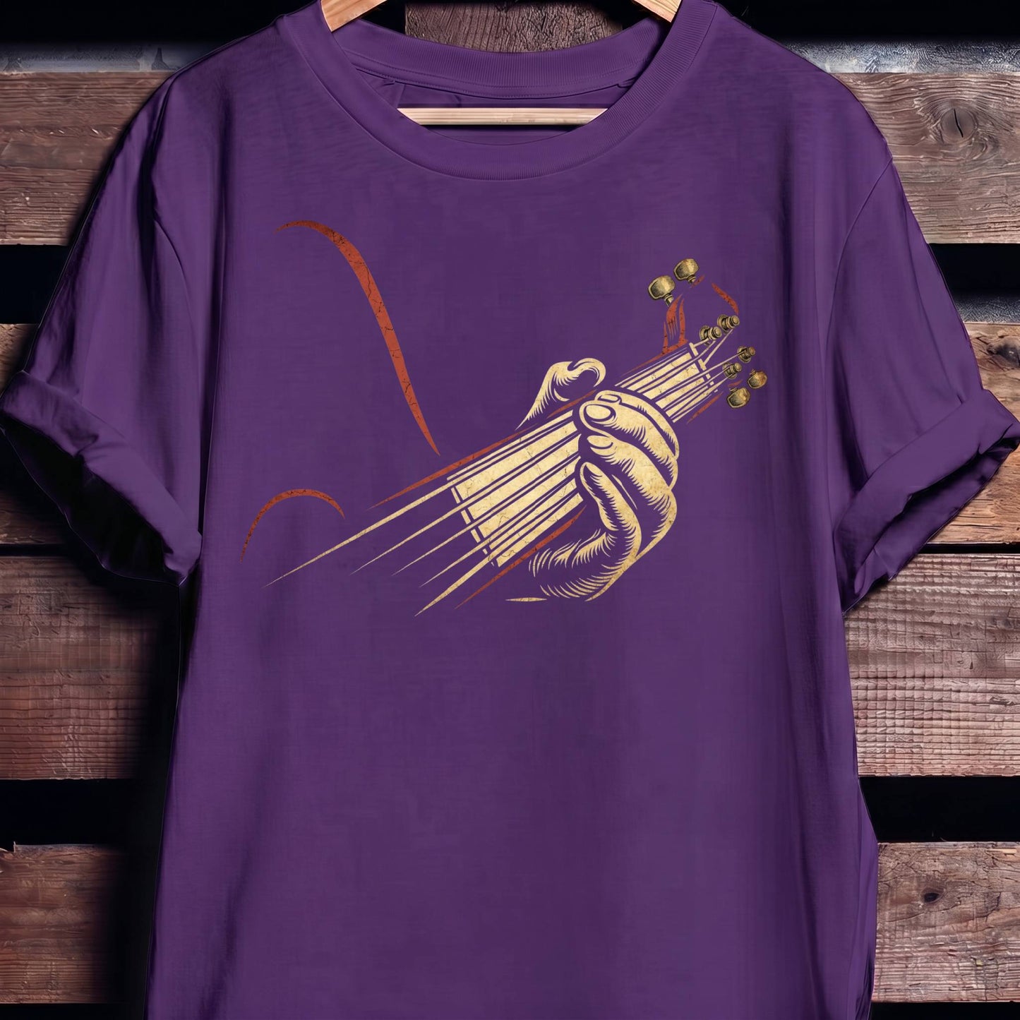 Retro Fretboard Guitarist Hand Tee - The Music Frontiers