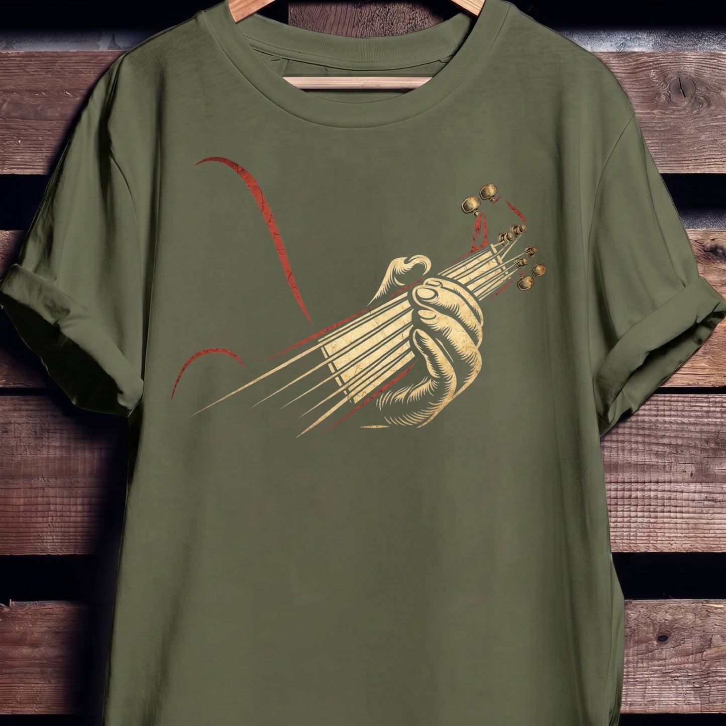 Retro Fretboard Guitarist Hand Tee - The Music Frontiers
