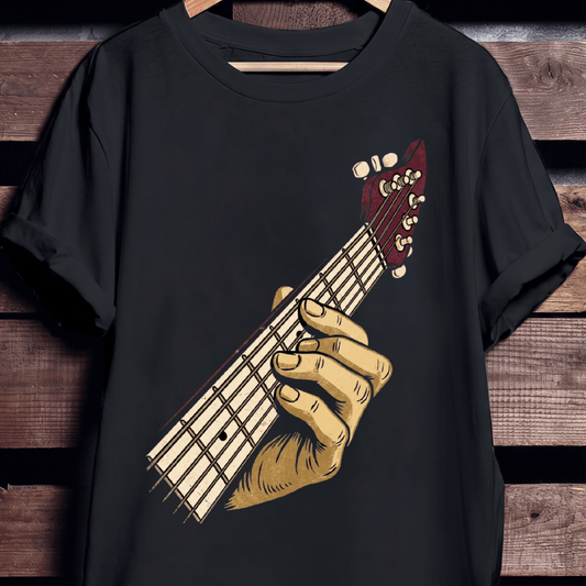Retro Guitar Player Hand Sketch T-Shirt - The Music Frontiers