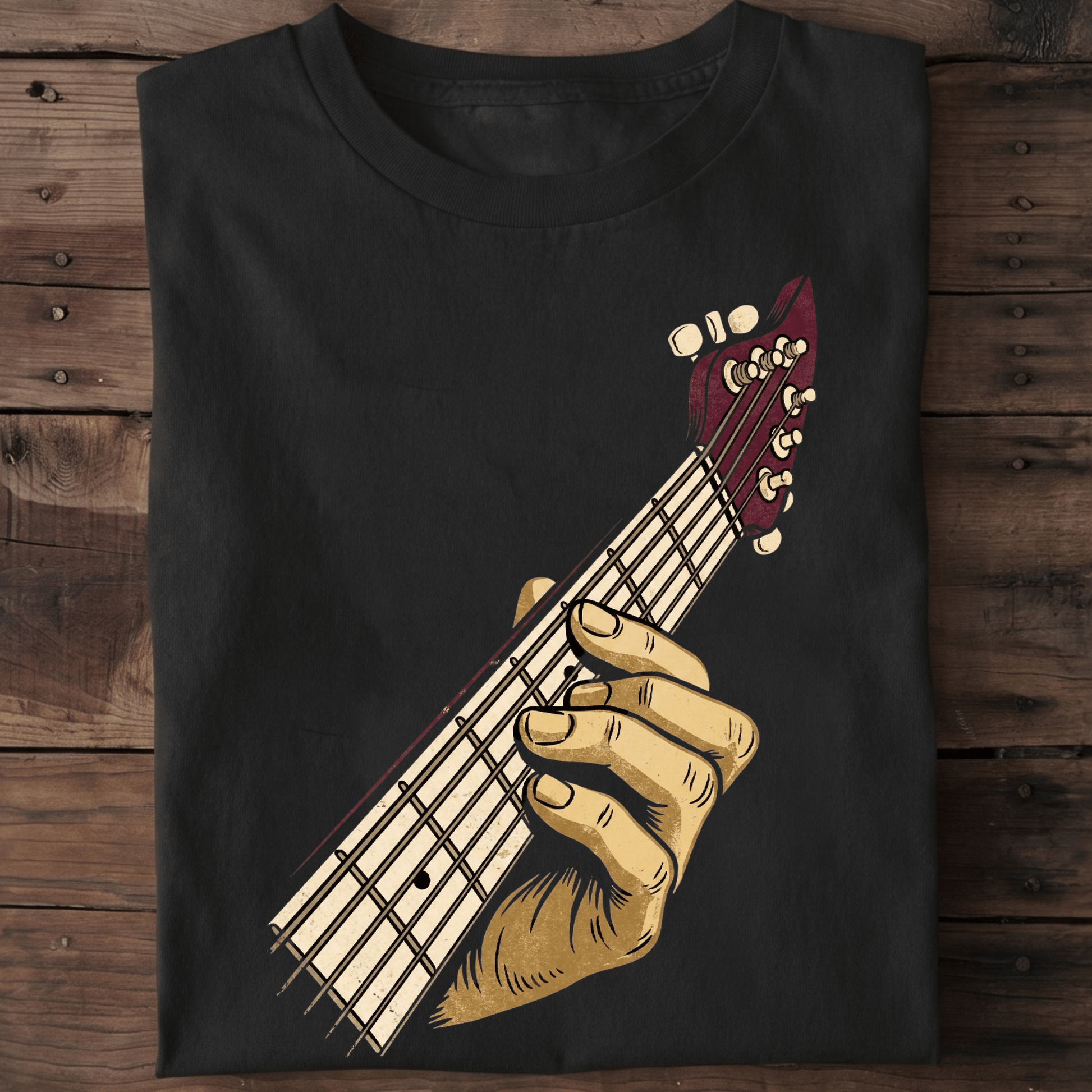 Retro Guitar Player Hand Sketch T-Shirt - The Music Frontiers