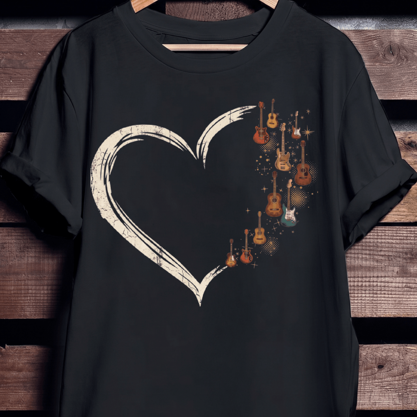 Retro Guitarist Heart T-shirt - Aesthetic Music Lover Gift Tee - The Music Frontiers