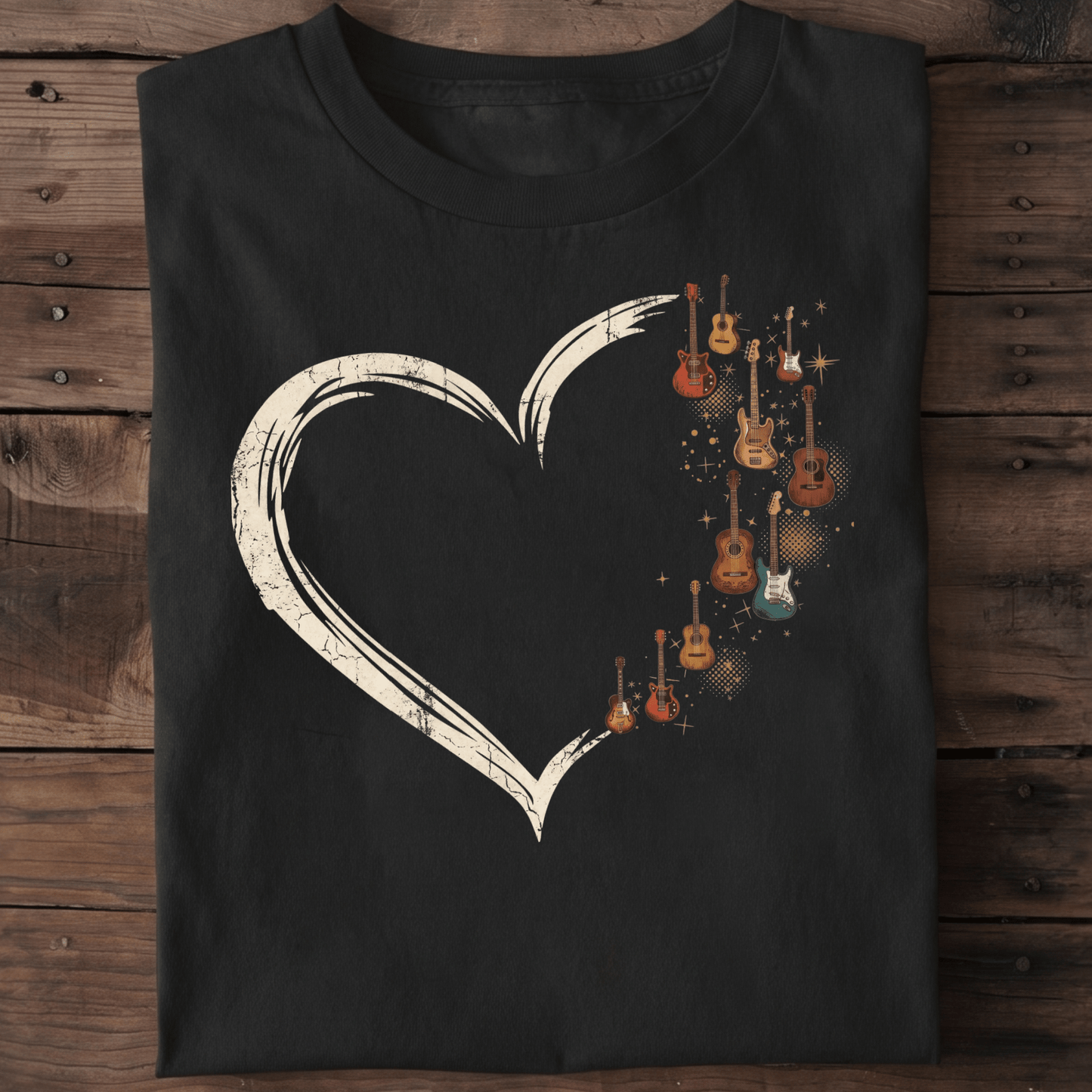 Retro Guitarist Heart T-shirt - Aesthetic Music Lover Gift Tee - The Music Frontiers