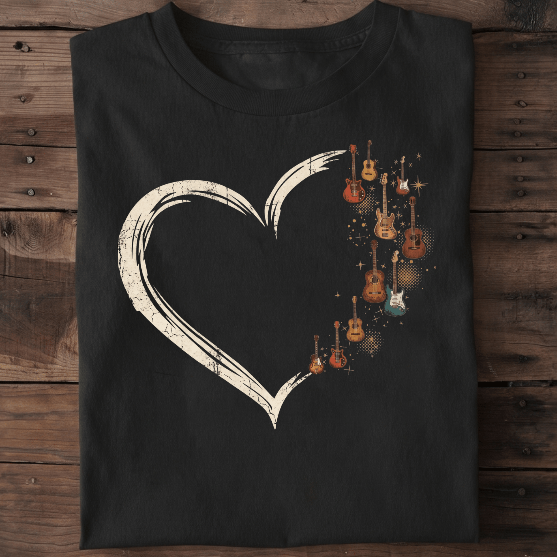 Retro Guitarist Heart T-shirt - Aesthetic Music Lover Gift Tee - The Music Frontiers