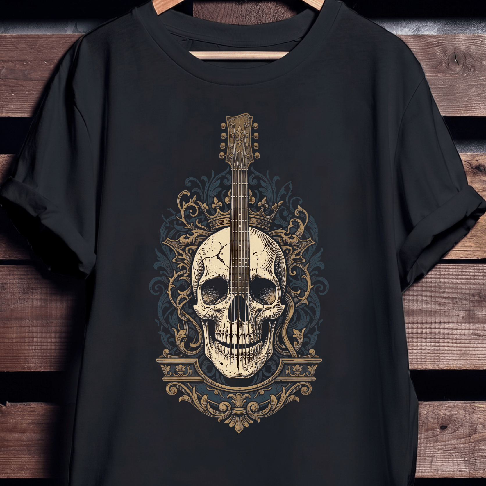 Royal Crowned Skull Guitar T-shirt - The Music Frontiers