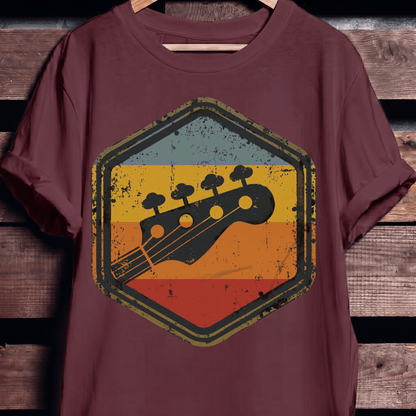 Retro Hexagon Bass Headstock Tee - The Music Frontiers