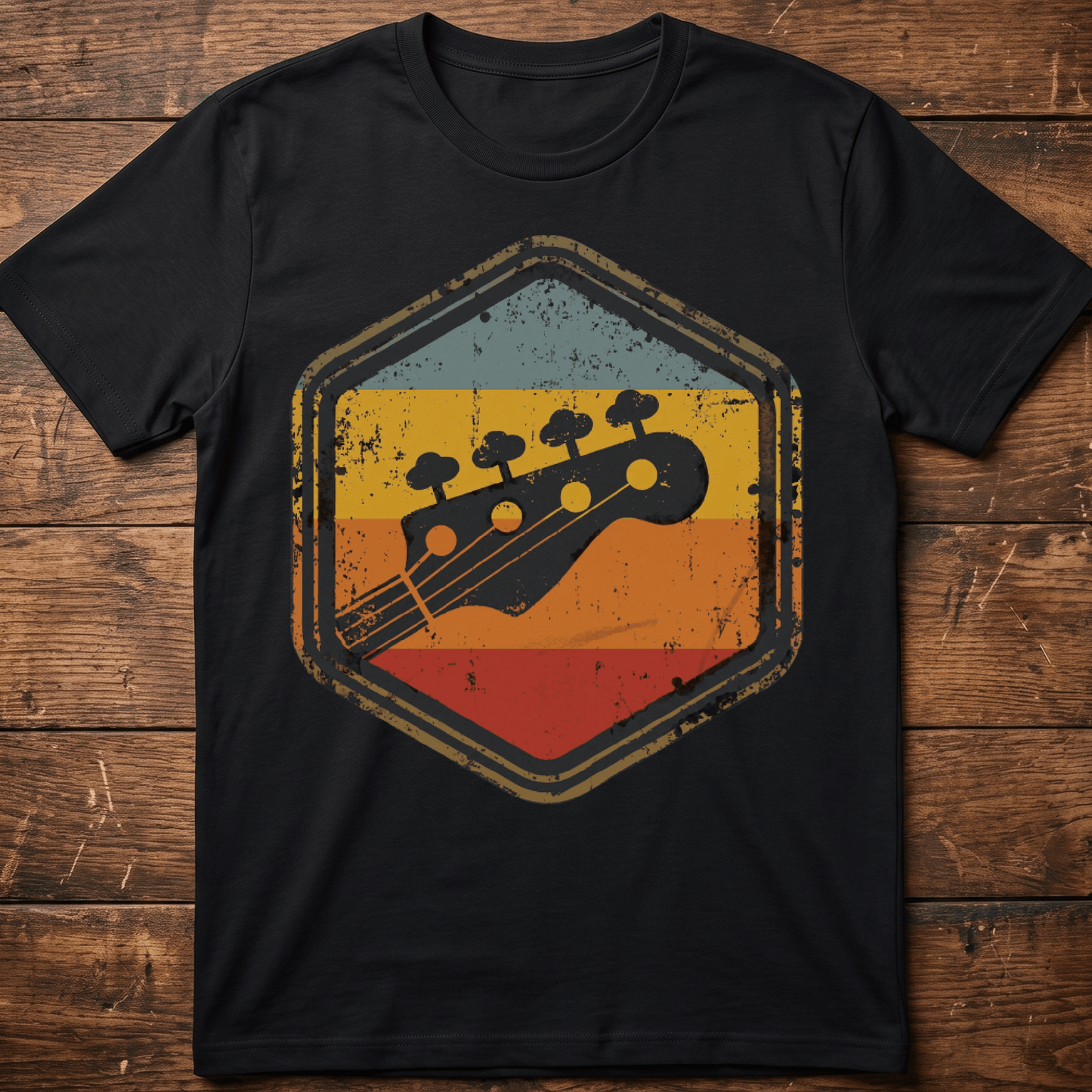 Retro Hexagon Bass Headstock Tee - The Music Frontiers