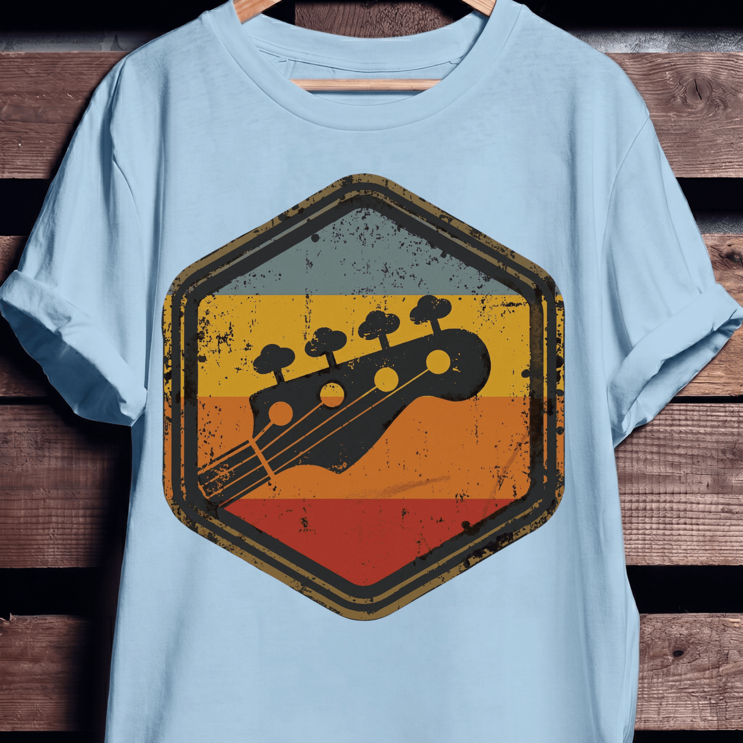 Retro Hexagon Bass Headstock Tee - The Music Frontiers