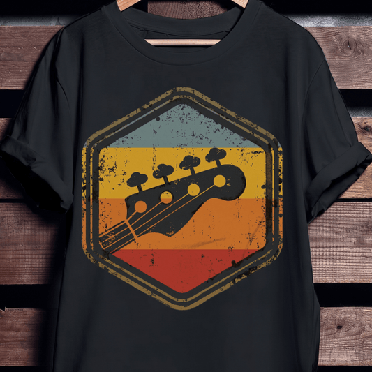 Retro Hexagon Bass Headstock Tee - The Music Frontiers
