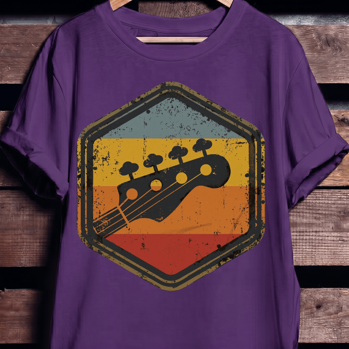 Retro Hexagon Bass Headstock Tee - The Music Frontiers