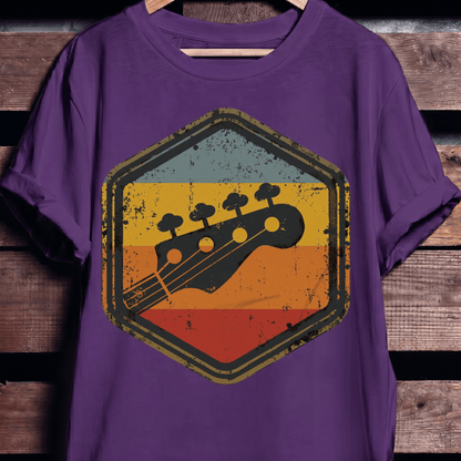 Retro Hexagon Bass Headstock Tee - The Music Frontiers