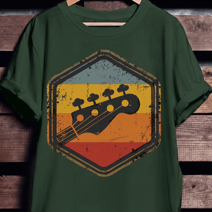 Retro Hexagon Bass Headstock Tee - The Music Frontiers
