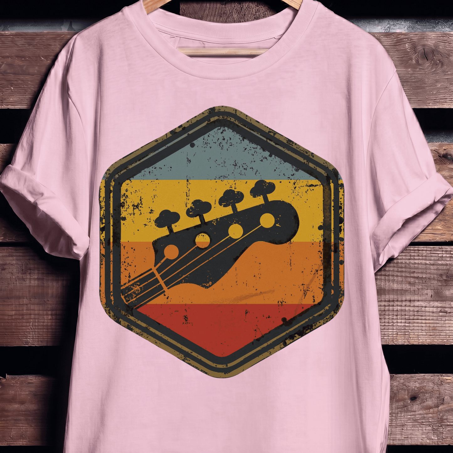 Retro Hexagon Bass Headstock Tee - The Music Frontiers