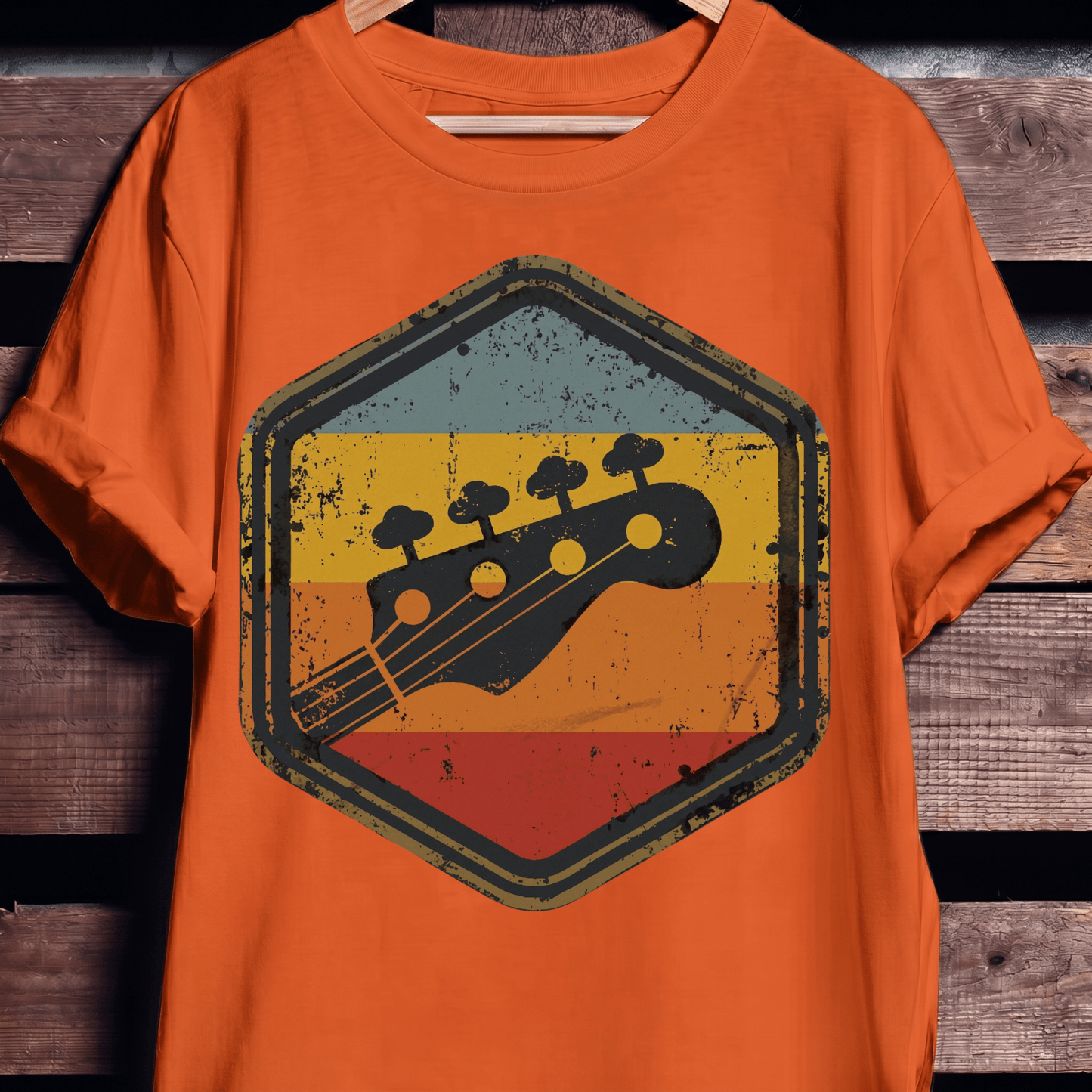 Retro Hexagon Bass Headstock Tee - The Music Frontiers