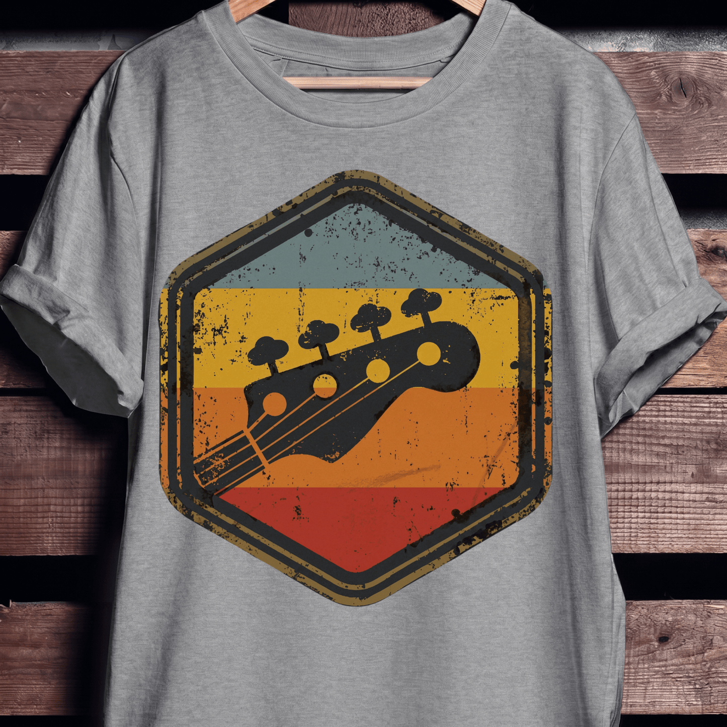 Retro Hexagon Bass Headstock Tee - The Music Frontiers