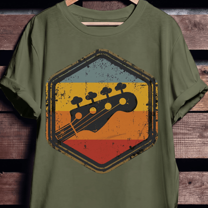 Retro Hexagon Bass Headstock Tee - The Music Frontiers