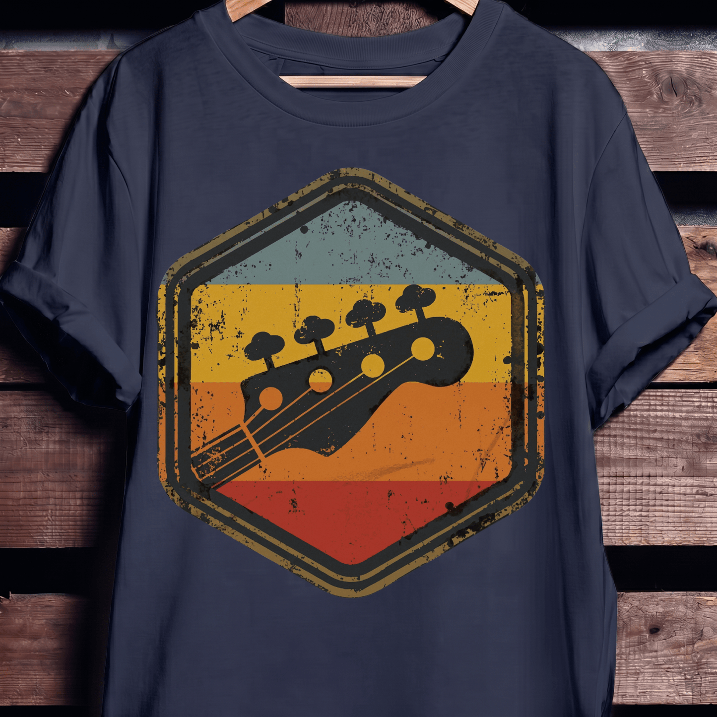 Retro Hexagon Bass Headstock Tee - The Music Frontiers