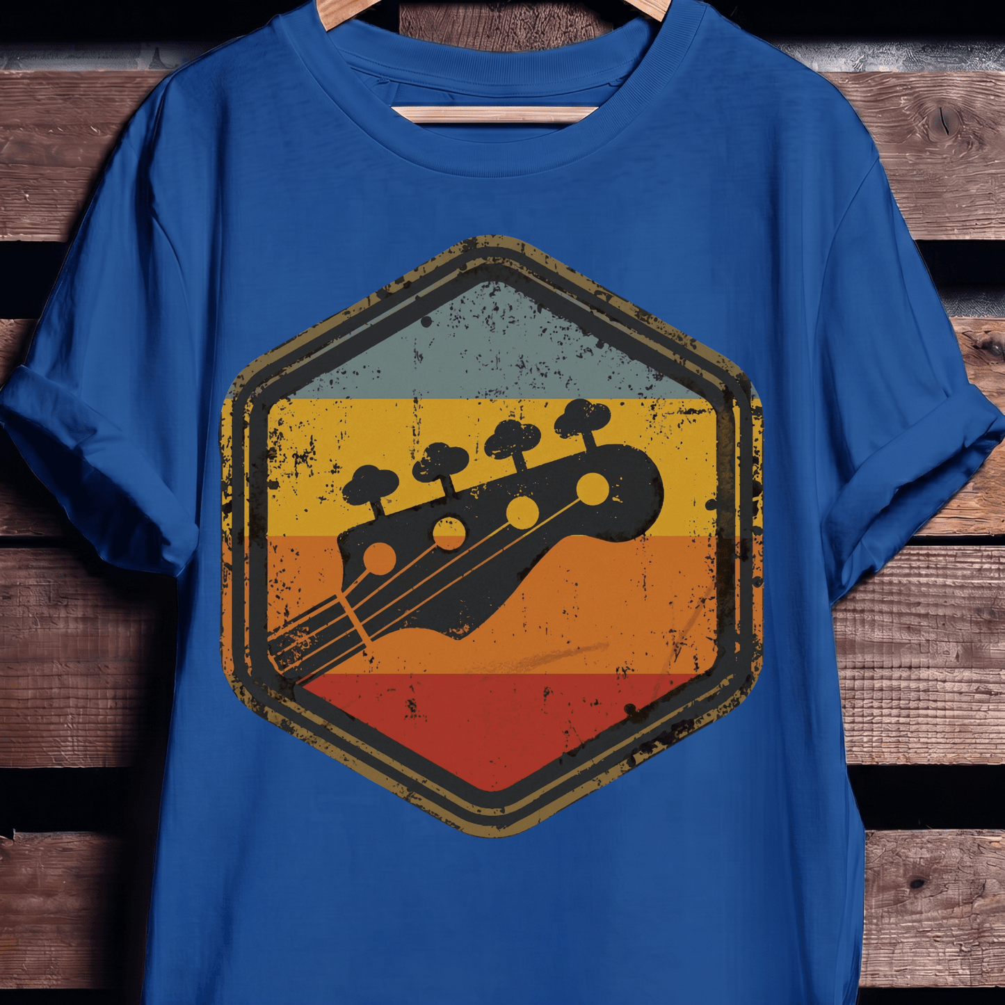 Retro Hexagon Bass Headstock Tee - The Music Frontiers