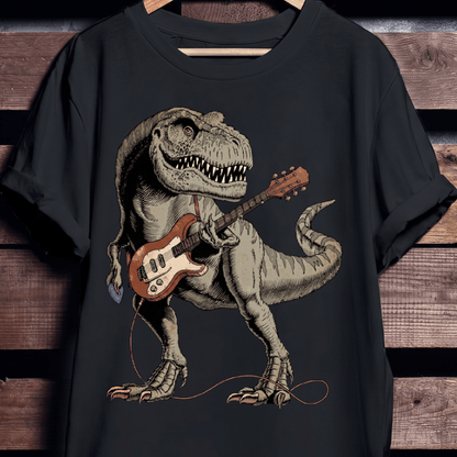 Retro Rock T - Rex Guitarist Dinosaur T-Shirt - The Music Frontiers