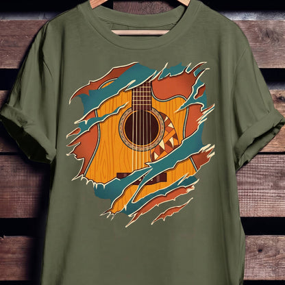 Ripped Teal Acoustic Guitarist Tee