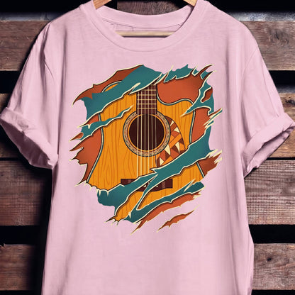 Ripped Teal Acoustic Guitarist Tee