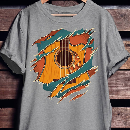 Ripped Teal Acoustic Guitarist Tee