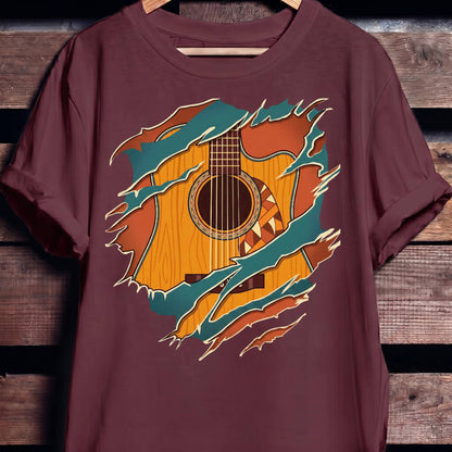 Ripped Teal Acoustic Guitarist Tee