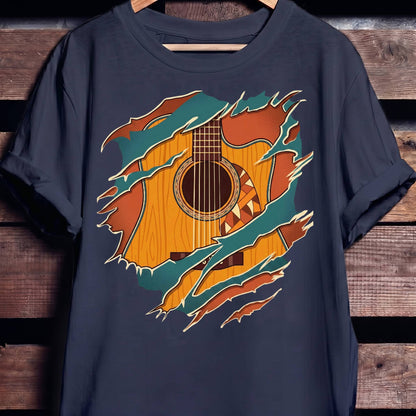 Ripped Teal Acoustic Guitarist Tee