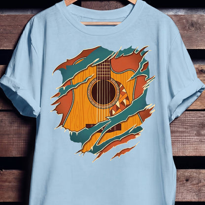 Ripped Teal Acoustic Guitarist Tee