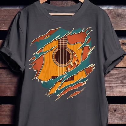 Ripped Teal Acoustic Guitarist Tee