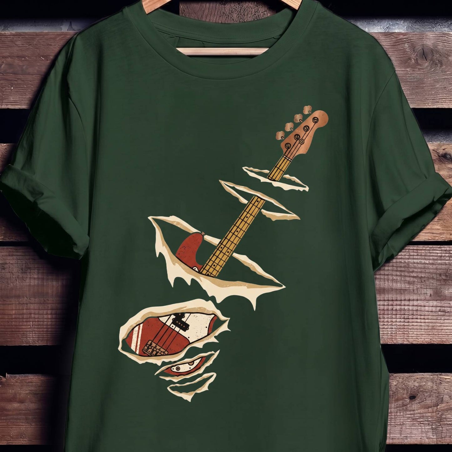 Ripped Torn Bass Guitar Tee - The Music Frontiers