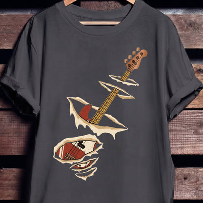 Ripped Torn Bass Guitar Tee - The Music Frontiers