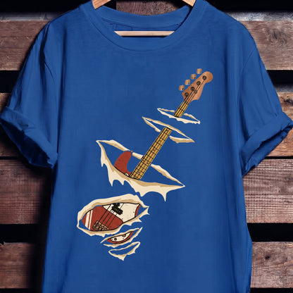 Ripped Torn Bass Guitar Tee - The Music Frontiers