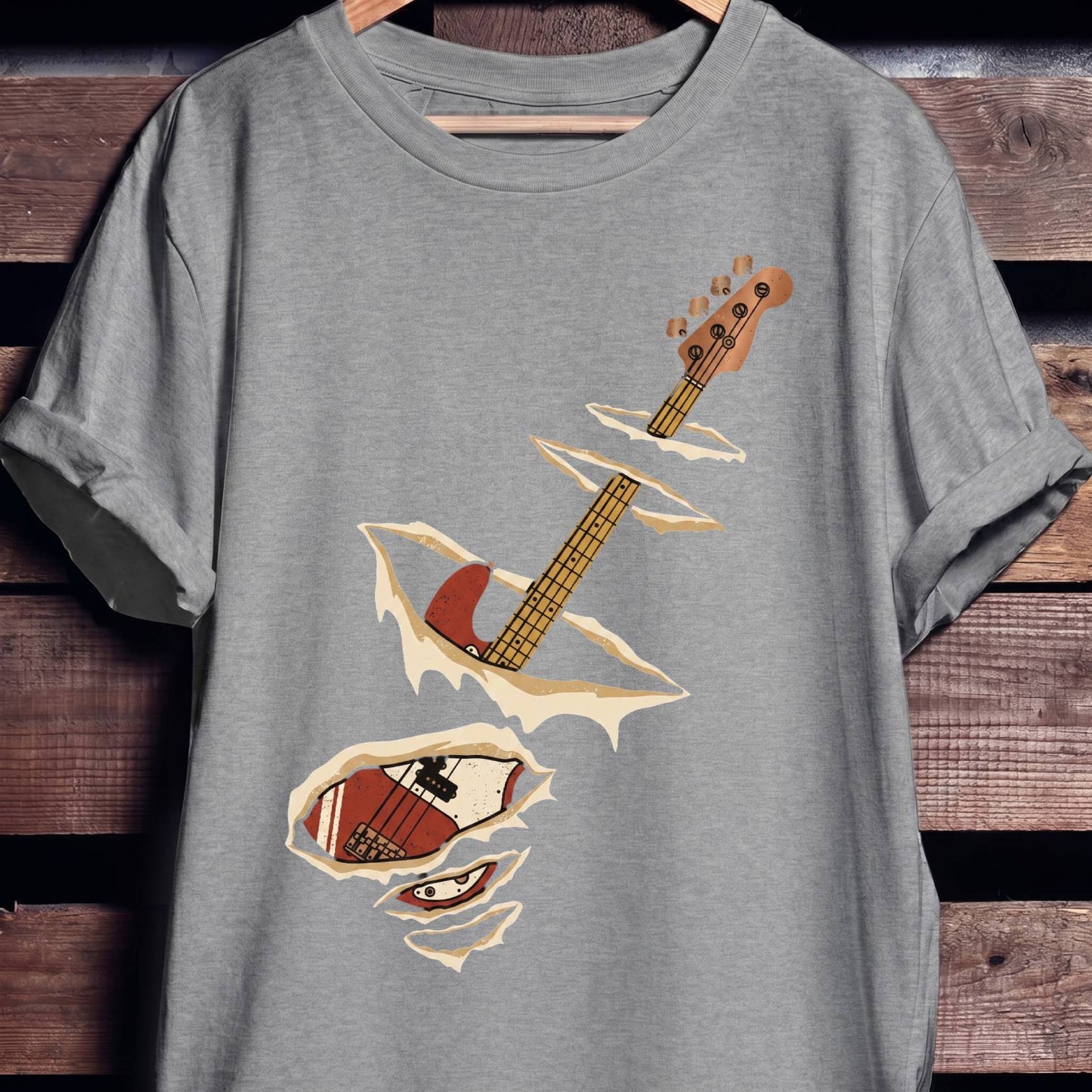 Ripped Torn Bass Guitar Tee - The Music Frontiers