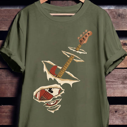 Ripped Torn Bass Guitar Tee - The Music Frontiers