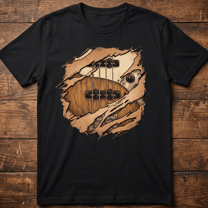 Ripped Bass Guitar Inside Tee - The Music Frontiers
