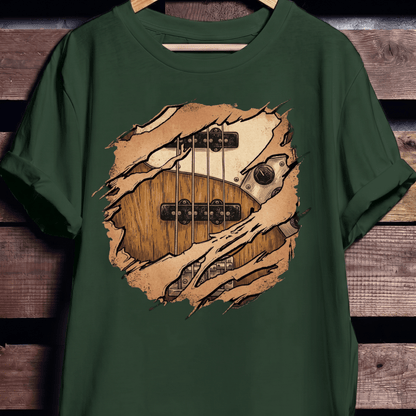 Ripped Bass Guitar Inside Tee - The Music Frontiers